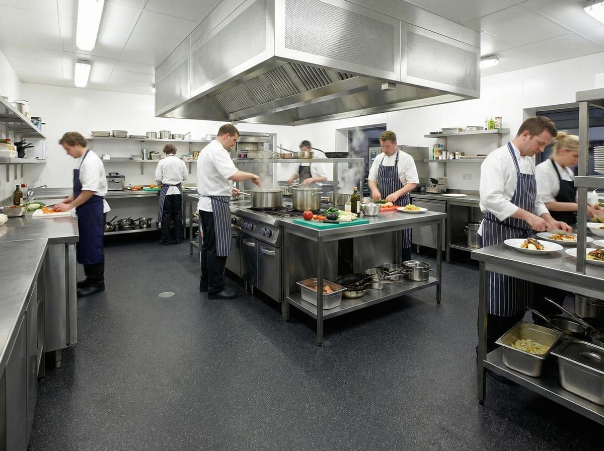 Rutschhemmender Gastroküchen-Bodenbelag